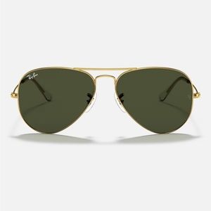 NWOT Ray-Ban Aviator Gold & Dark Green Grey RB3025 L0205 Sunglasses 58-14